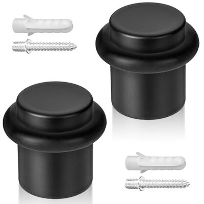 ECENCE Batente de porta para chão para aparafusar 2 peças batente de porta de aço inoxidável Ø20x25mm proteção de parede preto incluindo parafusos e buchas ECENCE Batente de porta para chão para aparafusar 2 peças batente de porta de aço inoxidável Ø20x25mm proteção de parede preto incluindo parafusos e buchas