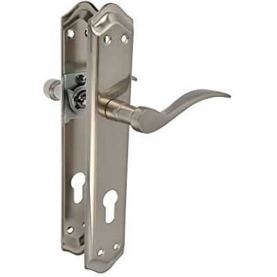 Amig Conjunto de Puxadores de Placa Adequado para Portas de Passagem Interior e Exterior com Manivela Confortável, Elegante e Atemporal Com Bocallave Latão Cor Prateada 256 x 48 mm Amig Conjunto de Puxadores de Placa Adequado para Portas de Passagem Interior e Exterior com Manivela Confortável, Elegante e Atemporal Com Bocallave Latão Cor Prateada 256 x 48 mm