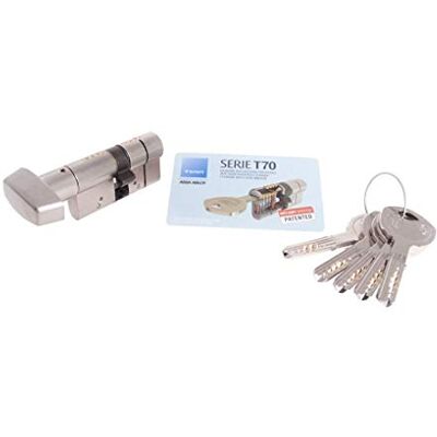 tesa Assa Abloy Cilindro de alta segurança T70, Botão Alavanca Longa, Niquelado, 35 x 35 mm tesa Assa Abloy Cilindro de alta segurança T70, Botão Alavanca Longa, Niquelado, 35 x 35 mm