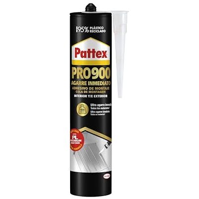 Pattex PRO900 Adesivo de montagem para interiores e exteriores, cola forte de aderência imediata, cola extra forte resistente à água com grande poder de enchimento, 1 cartucho x 460 g Pattex PRO900 Adesivo de montagem para interiores e exteriores, cola forte de aderência imediata, cola extra forte resistente à água com grande poder de enchimento, 1 cartucho x 460 g