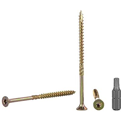 Marcopol Pacote de 50 unidades. Parafusos para madeira de aço galvanizado amarelo de 5 x 90 mm, cabeça Torx, tipo 17, cabeça escareada, parafusos para aglomerado (50, 5 x 90 mm) Marcopol Pacote de 50 unidades. Parafusos para madeira de aço galvanizado amarelo de 5 x 90 mm, cabeça Torx, tipo 17, cabeça escareada, parafusos para aglomerado (50, 5 x 90 mm)