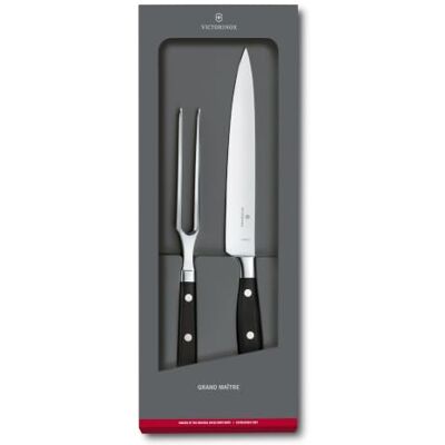 Victorinox Grand Maître, conjunto de trinchar profissional, 2 peças, lâmina extra afiada, 20 cm, cabo de plástico robusto, aço inoxidável, preto Victorinox Grand Maître, conjunto de trinchar profissional, 2 peças, lâmina extra afiada, 20 cm, cabo de plástico robusto, aço inoxidável, preto