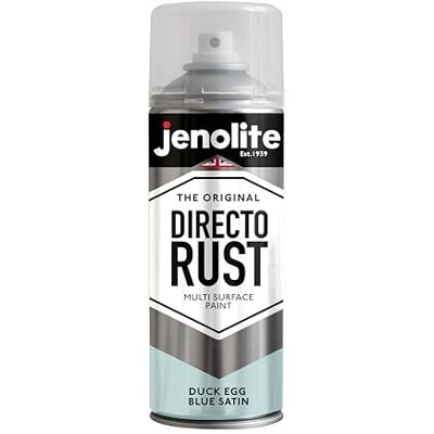 JENOLITE DIRECTORUST Pintura em spray acetinado ovo de pato azul 400 ml Tinta multisuperfície tudo em um: metal, madeira, plástico Aplicar diretamente sobre a ferrugem BS16C33 JENOLITE DIRECTORUST Pintura em spray acetinado ovo de pato azul 400 ml Tinta multisuperfície tudo em um: metal, madeira, plástico Aplicar diretamente sobre a ferrugem BS16C33