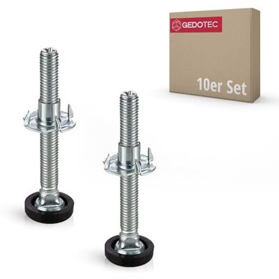 Gedotec pés reguláveis para móveis parafuso M8 regulável em altura, aço galvanizado, 0 pés niveladores parafusos para móveis com porca para embutir, M8 x 70 mm Gedotec pés reguláveis para móveis parafuso M8 regulável em altura, aço galvanizado, 0 pés niveladores parafusos para móveis com porca para embutir, M8 x 70 mm