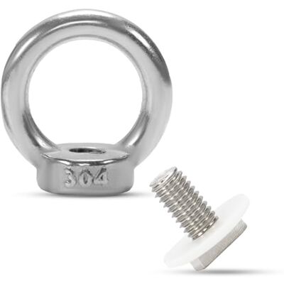ECENCE 8 peças porca de anel M6 de aço inoxidável (304) com 8 peças parafusos martelo, âncora de elevação parafuso, porcas anular ECENCE 8 peças porca de anel M6 de aço inoxidável (304) com 8 peças parafusos martelo, âncora de elevação parafuso, porcas anular