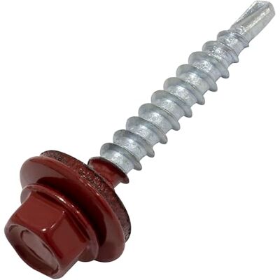 AERZETIX C73114 Conjunto de 60 parafusos autoperfurantes metal-madeira Ø 4,8 x 35 mm arruela de vedação EPDM RAL 3011 DIN 7504K impressão hexagonal 8 mm em aço carbono AERZETIX C73114 Conjunto de 60 parafusos autoperfurantes metal-madeira Ø 4,8 x 35 mm arruela de vedação EPDM RAL 3011 DIN 7504K impressão hexagonal 8 mm em aço carbono