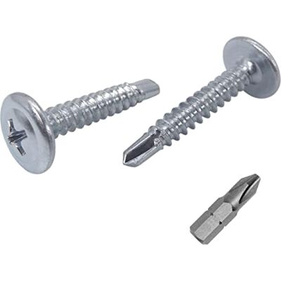 Marcopol Embalagem de 500 parafusos de aço banhado em zinco de 4,2 x 25 mm, cabeça de armadura modificada Phillips, parafuso de chapa autoperfurante, auto-roscante (500, 4,2 x 25 mm) Marcopol Embalagem de 500 parafusos de aço banhado em zinco de 4,2 x 25 mm, cabeça de armadura modificada Phillips, parafuso de chapa autoperfurante, auto-roscante (500, 4,2 x 25 mm)