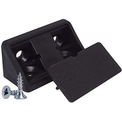 SKIR'CO (100 peças) Suportes de prateleira preta de 44 x 20 x 20 mm, suporte de canto para móveis de 90 graus, junta de plástico em ângulo reto, parafusos incluídos (100, preto) SKIR'CO (100 peças) Suportes de prateleira preta de 44 x 20 x 20 mm, suporte de canto para móveis de 90 graus, junta de plástico em ângulo reto, parafusos incluídos (100, preto)