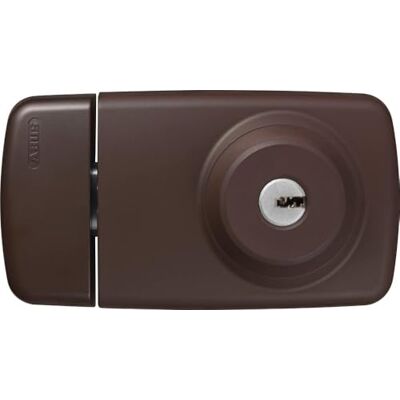 ABUS Ferrolho de porta 7025 fechadura de sobrepor com cilindro castanho Ferrolho exterior e interior com chave, fecho de aço sólido, 3 chaves e entrada ajustável de 60 ou 72 mm, cor castanha ABUS Ferrolho de porta 7025 fechadura de sobrepor com cilindro castanho Ferrolho exterior e interior com chave, fecho de aço sólido, 3 chaves e entrada ajustável de 60 ou 72 mm, cor castanha