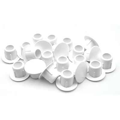 Design61 20 tampões para orifícios de 10 mm de diâmetro, tampa de parafusos para pressionar, em cor branca Design61 20 tampões para orifícios de 10 mm de diâmetro, tampa de parafusos para pressionar, em cor branca