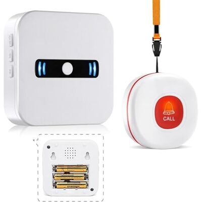 DAYTEE Daytech Avisador para idosos, botão de emergência idosos, o botão de chamada de emergência é adequado para familiares que precisam de ser atendidos em casa (1 recetor 1 botão) DAYTEE Daytech Avisador para idosos, botão de emergência idosos, o botão de chamada de emergência é adequado para familiares que precisam de ser atendidos em casa (1 recetor 1 botão)