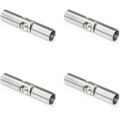 PRIOstahl Conector flexível com barra de enchimento articulada (4 conectores ajustáveis de 10 mm, aço inoxidável V2A, para barra, barra redonda, corrimão de escada, construção de corrimão PRIOstahl Conector flexível com barra de enchimento articulada (4 conectores ajustáveis de 10 mm, aço inoxidável V2A, para barra, barra redonda, corrimão de escada, construção de corrimão
