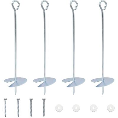 vidaXL Âncora da Terra 4 unidades. Ø 10 x 40 cm, metal galvanizado prateado vidaXL Âncora da Terra 4 unidades. Ø 10 x 40 cm, metal galvanizado prateado