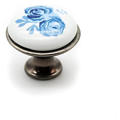 DOJA Barcelona Pomo vintage rosa azul Ø 26,5 x 23 mm, conjunto de 4, maçanetas antigas de porcelana e latão, decoração para cozinha, puxadores e ornamentos rústicos para portas DOJA Barcelona Pomo vintage rosa azul Ø 26,5 x 23 mm, conjunto de 4, maçanetas antigas de porcelana e latão, decoração para cozinha, puxadores e ornamentos rústicos para portas