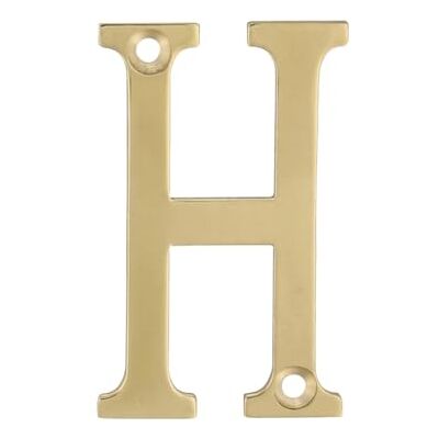 Amig Letra H de latão polido para parafusos em interior e exterior 50 mm adequado para em portais, paredes ou fachadas de casas acabamento em dourado Amig Letra H de latão polido para parafusos em interior e exterior 50 mm adequado para em portais, paredes ou fachadas de casas acabamento em dourado