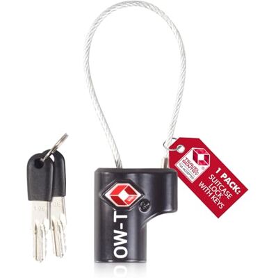 OW-Travel Cadeado mala viagem TSA com chave TSA007 com cabo, 1 peça preta OW-Travel Cadeado mala viagem TSA com chave TSA007 com cabo, 1 peça preta