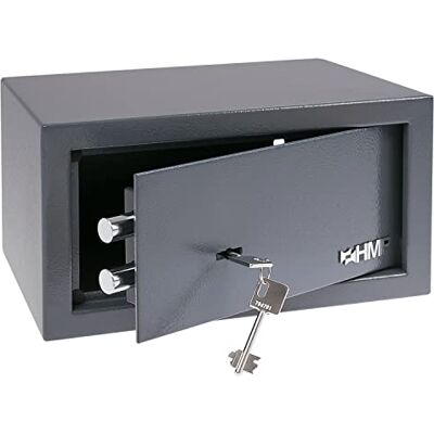 HMF Caja fuerte con llave, caja fuerte para muebles, safe compacto y resistente para hogar u oficina 31 x 17 x 25 cm Antracita HMF Caja fuerte con llave, caja fuerte para muebles, safe compacto y resistente para hogar u oficina 31 x 17 x 25 cm Antracita