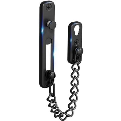 SAYAYO Corrente de porta, fechadura porta interior corrente segurança porta preta aço inoxidável com parafusos para porta interior e segurança doméstica, SAYAYO Corrente de porta, fechadura porta interior corrente segurança porta preta aço inoxidável com parafusos para porta interior e segurança doméstica,