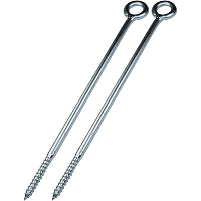 AERZETIX Conjunto de 2 ganchos parafuso com anel de olho Ø 12 x 345 mm para andaime tubular rede madeira fixação de parede em aço cor prata AERZETIX Conjunto de 2 ganchos parafuso com anel de olho Ø 12 x 345 mm para andaime tubular rede madeira fixação de parede em aço cor prata