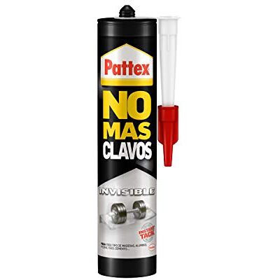 Pattex Chega de pregos Invisível, cola transparente resistente, cola extra forte para madeira, metal e muito mais, adesivo de montagem instantânea, 1 cartucho x 310 g Pattex Chega de pregos Invisível, cola transparente resistente, cola extra forte para madeira, metal e muito mais, adesivo de montagem instantânea, 1 cartucho x 310 g