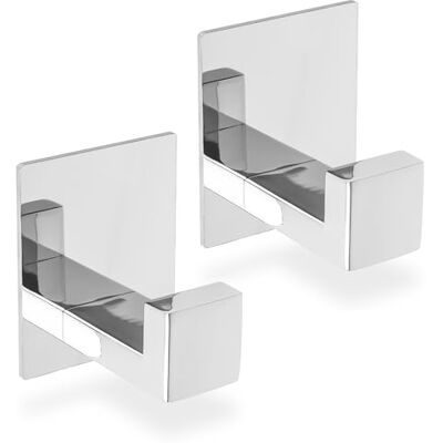 ECENCE Ganchos para Toallas 2x auto-adhesivos sin taladrar cromo suportes para toalhas de aço inoxidável, ganchos para roupa para colar na parede ECENCE Ganchos para Toallas 2x auto-adhesivos sin taladrar cromo suportes para toalhas de aço inoxidável, ganchos para roupa para colar na parede