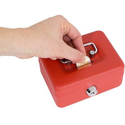 ARREGUI Elegant Caixa de fluxo com chave para contar e transportar dinheiro, caixa de segurança de aço com ranhura cofre portátil 12,5 cm de largura vermelho ARREGUI Elegant Caixa de fluxo com chave para contar e transportar dinheiro, caixa de segurança de aço com ranhura cofre portátil 12,5 cm de largura vermelho