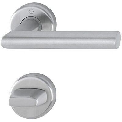 HOPPE puxadores Utrecht em roseta de sanita, para espessura da porta de 39 a 47 mm, aço inoxidável mate, 1 peça, HOPPE puxadores Utrecht em roseta de sanita, para espessura da porta de 39 a 47 mm, aço inoxidável mate, 1 peça,