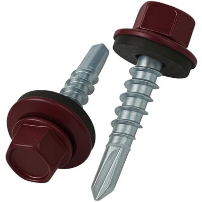 Keple 4,8 mm x 25 mm Parafusos para telhados, cabeça hexagonal, autoperfurantes, cor (RAL 3005 Vermelho vinho) Parafusos com arruela de vedação, Parafuso endurecido galvanizado à prova de oxidação (50 peças Keple 4,8 mm x 25 mm Parafusos para telhados, cabeça hexagonal, autoperfurantes, cor (RAL 3005 Vermelho vinho) Parafusos com arruela de vedação, Parafuso endurecido galvanizado à prova de oxidação (50 peças