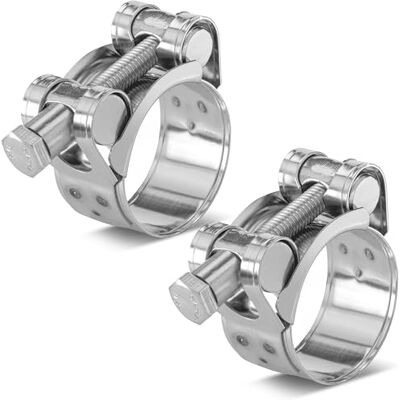 POPPSTAR 2 peças, Abraçadeiras de parafuso articulado de aço inoxidável, intervalo de fixação 29-31 mm, largura da banda 20 mm, W4 POPPSTAR 2 peças, Abraçadeiras de parafuso articulado de aço inoxidável, intervalo de fixação 29-31 mm, largura da banda 20 mm, W4
