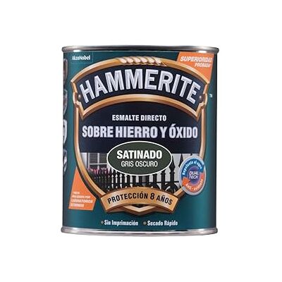 Hammerite Esmalte direto sobre ferro e ferrugem, acetinado, cinzento-escuro, 5 L (embalagem de 1) Hammerite Esmalte direto sobre ferro e ferrugem, acetinado, cinzento-escuro, 5 L (embalagem de 1)