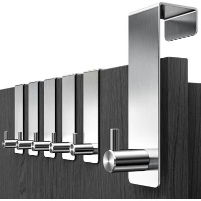 Menz Ganchos para porta: 6 unidades de ganchos de aço inoxidável para pendurar portas, ganchos estáveis para pendurar como cabide flexível para porta Menz Ganchos para porta: 6 unidades de ganchos de aço inoxidável para pendurar portas, ganchos estáveis para pendurar como cabide flexível para porta