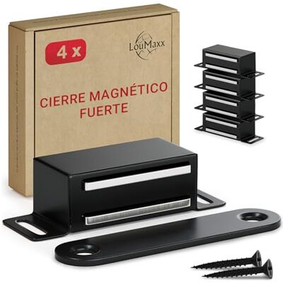 LouMaxx Trava magnética forte: força de fixação de 4 kg, conjunto de 10 em preto e aço inoxidável, ímã para porta LouMaxx Trava magnética forte: força de fixação de 4 kg, conjunto de 10 em preto e aço inoxidável, ímã para porta