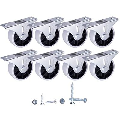 SKIR'CO (8 peças) rodas de borracha de 40 mm, rodas de móveis, rodas fixas, não giratórias, parafusos incluídos SKIR'CO (8 peças) rodas de borracha de 40 mm, rodas de móveis, rodas fixas, não giratórias, parafusos incluídos