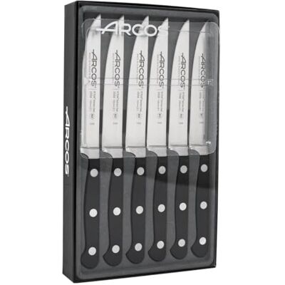 Arcos série clássica conjunto de facas de carvão (6 peças) aço inoxidável forjado NITRUM cabo POM preto Arcos série clássica conjunto de facas de carvão (6 peças) aço inoxidável forjado NITRUM cabo POM preto