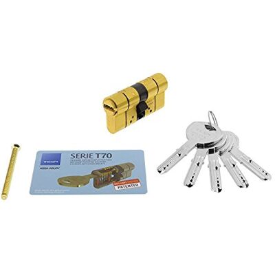 tesa Assa Abloy, , cilindro de alta segurança, T70 DS, duplo embraiagem, alavanca longa, chave chave, latonado, 30 x 40 mm tesa Assa Abloy, , cilindro de alta segurança, T70 DS, duplo embraiagem, alavanca longa, chave chave, latonado, 30 x 40 mm