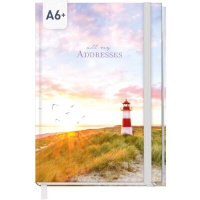 Häfft paper&you® Agenda A6 para notas e senhas "farol" Para contactos e aniversários: 160 páginas de papel premium de 120 g/m², índice de A a Z, lista de senhas Häfft paper&you® Agenda A6 para notas e senhas "farol" Para contactos e aniversários: 160 páginas de papel premium de 120 g/m², índice de A a Z, lista de senhas
