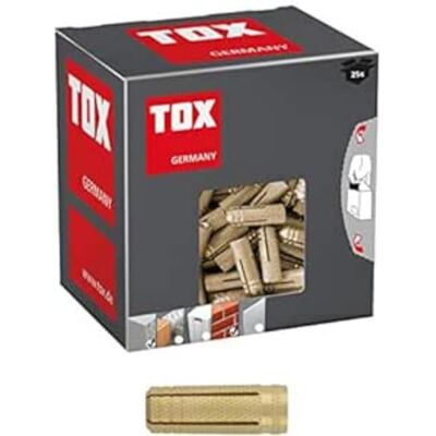 TOX Taco de expansão de latão universal Metrix M8 x 28 mm recipiente Taco de latão resistente à corrosão para interior e exterior, sem necessidade de ferramentas de ajuste, 026100141 TOX Taco de expansão de latão universal Metrix M8 x 28 mm recipiente Taco de latão resistente à corrosão para interior e exterior, sem necessidade de ferramentas de ajuste, 026100141
