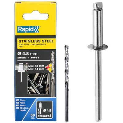 Rapid rebites, 0 W, prateado, 4,8 x 18 mm Rapid rebites, 0 W, prateado, 4,8 x 18 mm