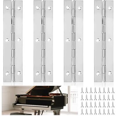 DHSWNNG 4 peças dobradiça de piano, 120 mm × 25 mm de aço inoxidável dobradiça dobrável com 32 parafusos dobradiças para portas de armários e portas DHSWNNG 4 peças dobradiça de piano, 120 mm × 25 mm de aço inoxidável dobradiça dobrável com 32 parafusos dobradiças para portas de armários e portas