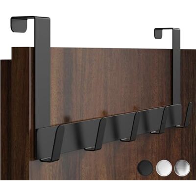 Menz Cabide de porta para pendurar em aço inoxidável, preto – Gancho de porta premium para economia de espaço e resistência Menz Cabide de porta para pendurar em aço inoxidável, preto – Gancho de porta premium para economia de espaço e resistência