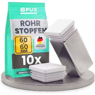 FUX 10 peças de tampas de plástico quadradas para tubos, branco, 12 x 120 mm a 120 x 120 mm, protetor pernas cadeiras, buchas, conteiras, batentes (60 x 60 mm, branco) FUX 10 peças de tampas de plástico quadradas para tubos, branco, 12 x 120 mm a 120 x 120 mm, protetor pernas cadeiras, buchas, conteiras, batentes (60 x 60 mm, branco)