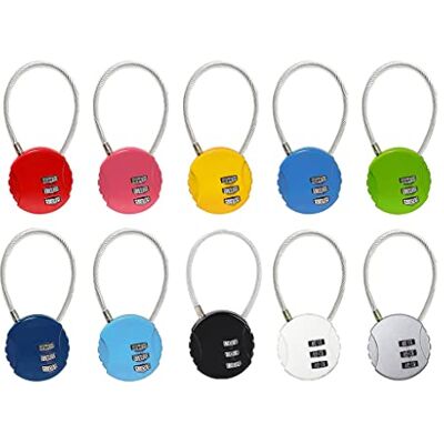 Kellegour 10 peças Cadeado numérico 3 dígitos, cadeado de bagagem de 3 dígitos, cadeado cabo senha, para mochilas, bloquear caixas, caixas de ferramentas, malas, armários, malas Kellegour 10 peças Cadeado numérico 3 dígitos, cadeado de bagagem de 3 dígitos, cadeado cabo senha, para mochilas, bloquear caixas, caixas de ferramentas, malas, armários, malas