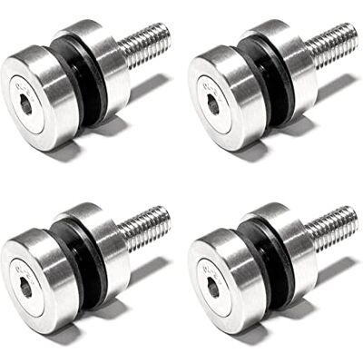 PRIOstahl Suporte para pontos de vidro, 4 suportes com parafuso M10 inserções de borracha para vidro de 6 mm a 12,76 mm, conector plano para cristais de plexiglass, varanda, corrimão de aço PRIOstahl Suporte para pontos de vidro, 4 suportes com parafuso M10 inserções de borracha para vidro de 6 mm a 12,76 mm, conector plano para cristais de plexiglass, varanda, corrimão de aço