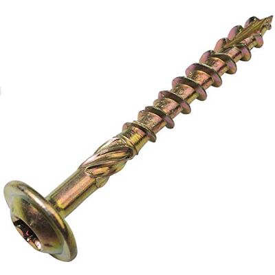 AERZETIX Conjunto de 100 parafusos para madeira Ø 4 x 40 mm, cabeça larga abaulada, impressão estrela fagor 20, aço latão C48337 AERZETIX Conjunto de 100 parafusos para madeira Ø 4 x 40 mm, cabeça larga abaulada, impressão estrela fagor 20, aço latão C48337
