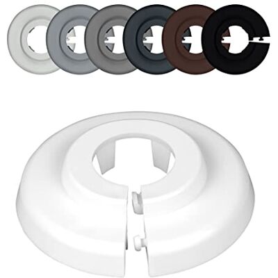 FUX 6 Rosetas para tubos de aquecimento de radiador, 12 mm 35 mm, Branco Cinzento Castanho Preto, embelezador, rosetas para tubos, tampa tubos de radiador (15 mm, Branco 9016) FUX 6 Rosetas para tubos de aquecimento de radiador, 12 mm 35 mm, Branco Cinzento Castanho Preto, embelezador, rosetas para tubos, tampa tubos de radiador (15 mm, Branco 9016)