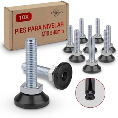 LouMaxx Conjunto de 10 pernas reguláveis M10 x 40 mm: pernas com parafuso, pernas para móveis pés para móveis parafusos de nivelamento LouMaxx Conjunto de 10 pernas reguláveis M10 x 40 mm: pernas com parafuso, pernas para móveis pés para móveis parafusos de nivelamento