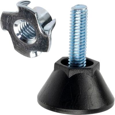 AERZETIX Conjunto de 4 pernas niveladoras reguláveis para móveis M6 4 porcas em garra de golpe M6 x 10 nivelamento e ajuste de altura para móveis de madeira AERZETIX Conjunto de 4 pernas niveladoras reguláveis para móveis M6 4 porcas em garra de golpe M6 x 10 nivelamento e ajuste de altura para móveis de madeira