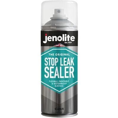 JENOLITE Stop Leak Spray Selante TRANSPARENTE 400ml Selante de fugas para calhas e telhados planos Impermeável Enche, sela e impede fugas Proteção a longo prazo contra a água JENOLITE Stop Leak Spray Selante TRANSPARENTE 400ml Selante de fugas para calhas e telhados planos Impermeável Enche, sela e impede fugas Proteção a longo prazo contra a água