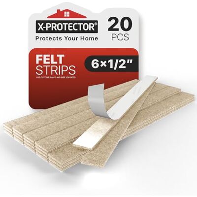 X-Protector Almohadillas de Fieltro 20 Fieltro Adhesivo 15.2 x 1.27cm Feltros para cadeiras, protetores de chão para móveis, tampões para pernas de cadeira X-Protector Almohadillas de Fieltro 20 Fieltro Adhesivo 15.2 x 1.27cm Feltros para cadeiras, protetores de chão para móveis, tampões para pernas de cadeira