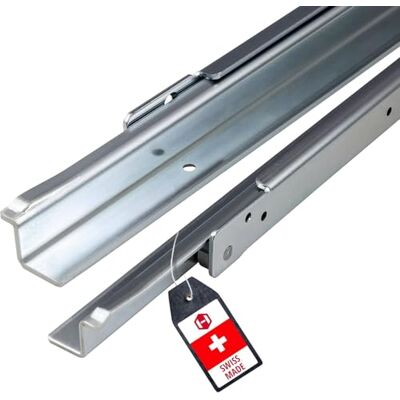 Gedotec Calha de gaveta para gavetas de gaveta armários de gavetas aço galvanizado, carga de até 100 kg guia de correr seguro extensão de 600 mm 495 mm, 1 conjunto Gedotec Calha de gaveta para gavetas de gaveta armários de gavetas aço galvanizado, carga de até 100 kg guia de correr seguro extensão de 600 mm 495 mm, 1 conjunto